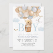 Oh Boy Ballonnen Baby Shower Uitnodiging (Voorkant)