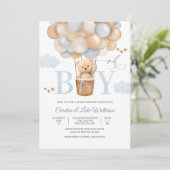 Oh Boy Ballonnen Baby Shower Uitnodiging (Staand voorkant)