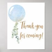 Oh Boy Balloon Baby shower Bedankt voor je komst Poster (Voorkant)