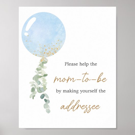 Oh Boy Balloon Baby shower Envelope Station Poster (Voorkant)