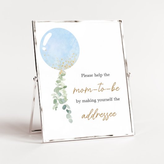 Oh Boy Balloon Baby shower Envelope Station Poster