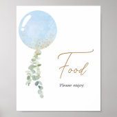 Oh Boy Balloon Baby shower eten Poster (Voorkant)