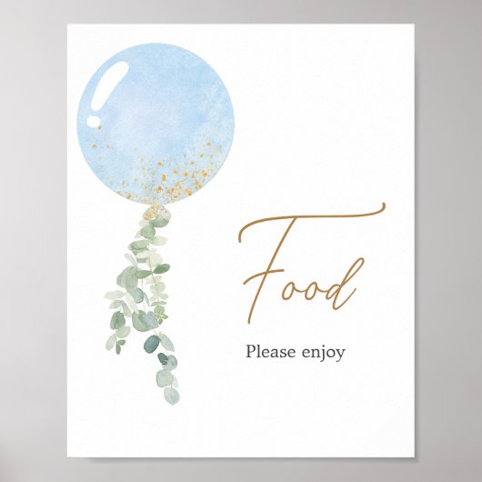 Oh Boy Balloon Baby shower eten Poster (Voorkant)