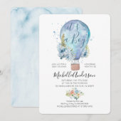 Oh Boy Balloon Baby shower Invitation Kaart (Voorkant / Achterkant)