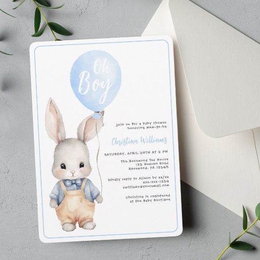 Oh Boy Balloon Baby shower Invitation Kaart