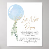 Oh Boy Balloon Baby shower Late Night Luiers Poster (Voorkant)