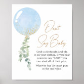 Oh Boy Balloon Baby shower zeg geen Baby Poster (Voorkant)