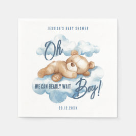 Oh Boy Barly Wachten Beer Blue Clouds Baby shower Servet