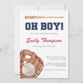 Oh Boy Baseball Baby shower Invitation Kaart (Voorkant)
