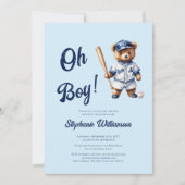 Oh Boy Baseball Baby shower Schattige Beer Kaart (Voorkant)