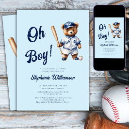 Oh Boy Baseball Baby shower Schattige Beer Kaart