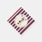 Oh Boy Baseball Red White Navy Blue Stripes Baby Servet (Hoek)