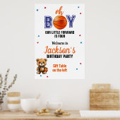 Oh Boy Basketbal Thema Verjaardag Poster (Keuken)