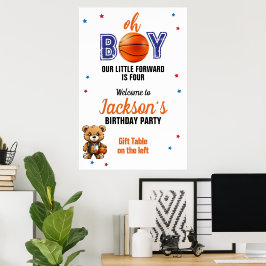 Oh Boy Basketbal Thema Verjaardag Poster