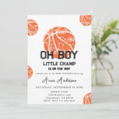 Oh Boy Basketball Game Sport Baby shower Party Kaart (Staand voorkant)