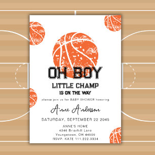 Oh Boy Basketball Game Sport Baby shower Party Kaart