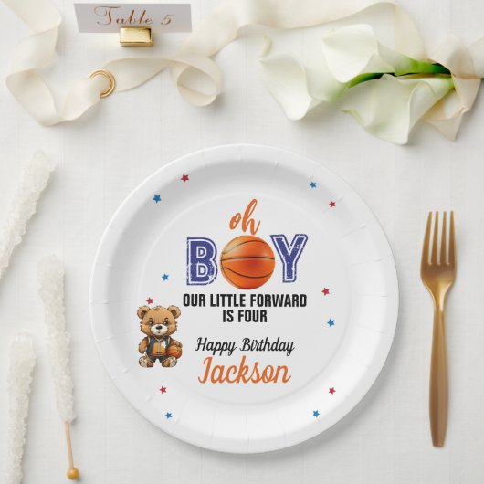 Oh Boy Basketball Theme Birthday Papieren Bordje (Huwelijk)