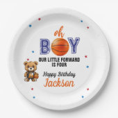 Oh Boy Basketball Theme Birthday Papieren Bordje (Voorkant)