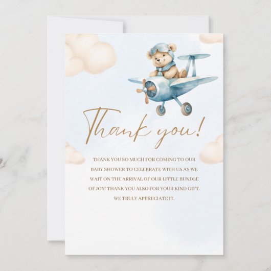 Oh Boy,  Bear Baby shower boy Bedankkaart (Voorkant)