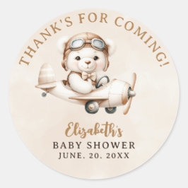 Oh boy, Bear Baby Shower Boy party Ronde Sticker
