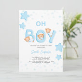 Oh Boy Beer Baby shower Boy Uitnodiging (Staand voorkant)