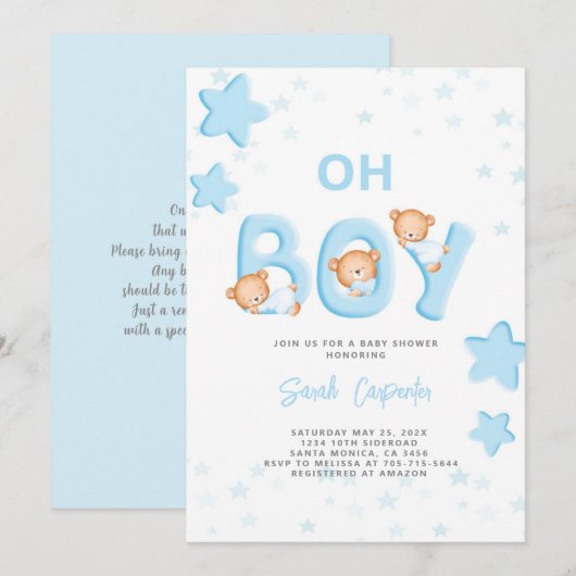 Oh Boy Beer Baby shower Boy Uitnodiging (Voorkant / Achterkant)