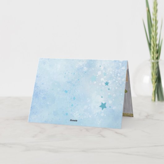 Oh Boy Beer Blauw Ballon Eucalyptus aangepaste fot Bedankkaart (Achterkant)