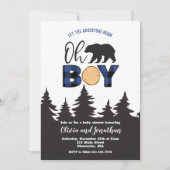 Oh Boy Beer blauw Buffalo Plaid Baby shower Kaart (Voorkant)