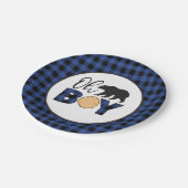 Oh Boy Beer blauw Buffalo Plaid Baby shower Papieren Bordje (Gekanteld)