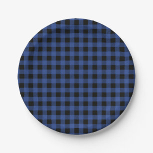 Oh Boy Beer blauw Buffalo Plaid Baby shower Papieren Bordje