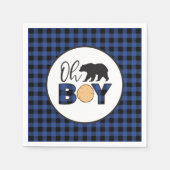 Oh Boy Beer blauw Buffalo Plaid Baby shower Servet (Voorkant)