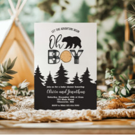Oh Boy Beer Buffalo Plaid Baby shower Kaart