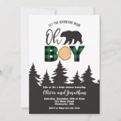 Oh Boy Beer Buffalo Plaid Baby shower Kaart (Voorkant)