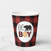 Oh Boy Beer Buffalo Plaid Baby shower Papieren Bekers (Voorkant)