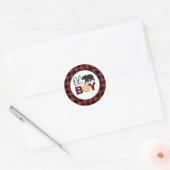 Oh Boy Beer Buffalo Plaid Baby shower Ronde Sticker (Envelop)