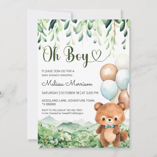 Oh Boy Beer Forest van SFD Baby Boy Shower Kaart (Voorkant)