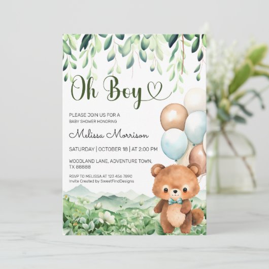 Oh Boy Beer Forest van SFD Baby Boy Shower Kaart (Staand voorkant)