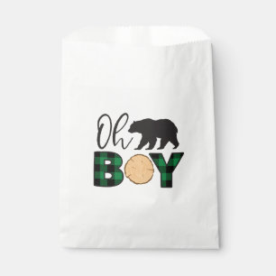Oh Boy Beer Green Buffalo Plaid Baby shower Bedankzakje