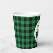 Oh Boy Beer groen Buffalo Plaid Baby shower Papieren Bekers (Rechts)