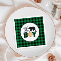Oh Boy Beer groen Buffalo Plaid Baby shower