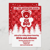 Oh Boy Beer Rood Checkerboard Baby shower Kaart (Voorkant / Achterkant)