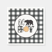 Oh Boy Beer zwart Buffalo Plaid Baby shower Servet (Voorkant)