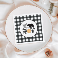 Oh Boy Beer zwart Buffalo Plaid Baby shower