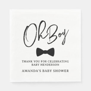 Oh Boy Black Bow Stropdas Baby shower Servet