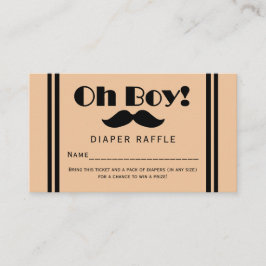 Oh Boy Black Mustache Baby Luier Raffle Ticket Informatiekaartje