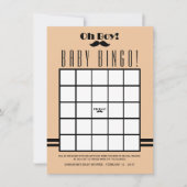 Oh Boy Black Mustache Baby shower Bingo Kaart (Voorkant)