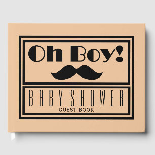Oh Boy Black Mustache Baby shower Gastenboek