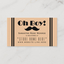 Oh Boy Black Mustache Baby shower Gift Registry Informatiekaartje