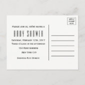 Oh Boy Black Mustache Baby shower Invitation Uitnodiging Briefkaart (Achterkant)