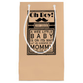 Oh Boy Black Mustache Baby shower Klein Cadeauzakje (Voorkant)
